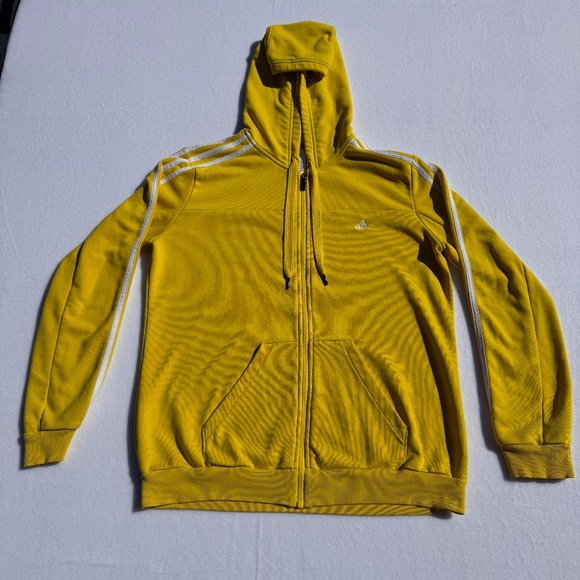 Vintage '90's Adidas embroidered logo hoodie in yellow - Picture 1 of 7
